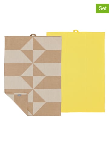 SÖDAHL 2er-Set: Geschirrtücher "Twist" in Gelb/ Beige - (L)70 x (B)50 cm
