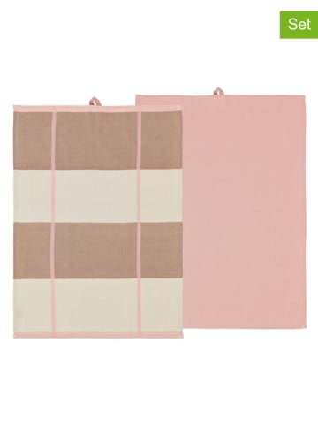 SÖDAHL 2-delige set: theedoeken "Blocks" lichtroze/beige - (L)70 x (B)50 cm