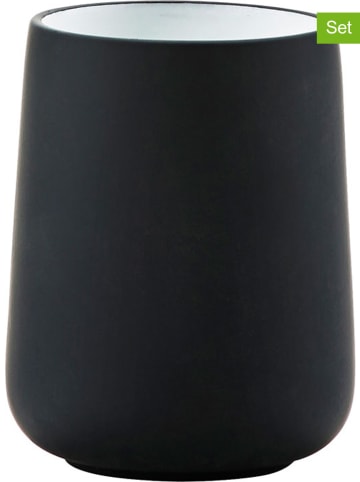 Zone Denmark 2er-Set: Zahnputzbecher "Nova" in Schwarz - (H)10 x Ø 8 cm