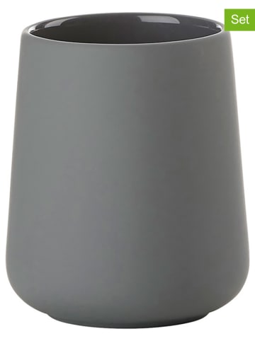 Zone Denmark 2-delige set: tandenborstelbekers "Nova One" grijs - (H)10 x Ø 8 cm