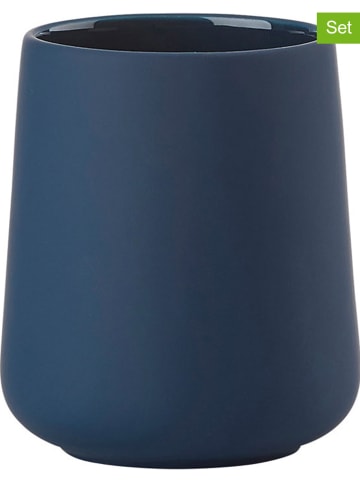 Zone Denmark 2er-Set: Zahnputzbecher "Nova One" in Dunkelblau - (H)10 x Ø 8 cm