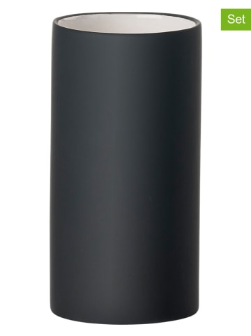 Zone Denmark Kubki łazienkowe (2 szt.) "Solo" w kolorze czarnym - wys. 12,2 x Ø 6 cm