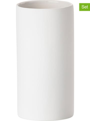 Zone Denmark 2-delige set: tandenborstelbekers "Solo" wit - (H)12,2 x Ø 6 cm