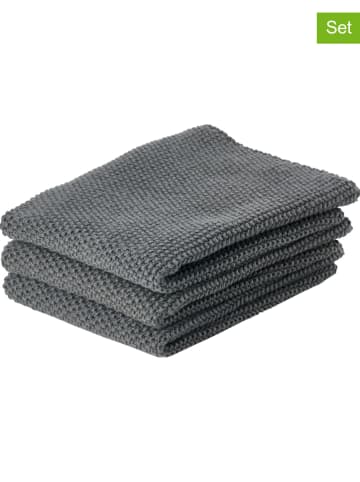 Zone Denmark 3er-Set: Geschirrtücher in Anthrazit - (L)27 x (B)27 cm
