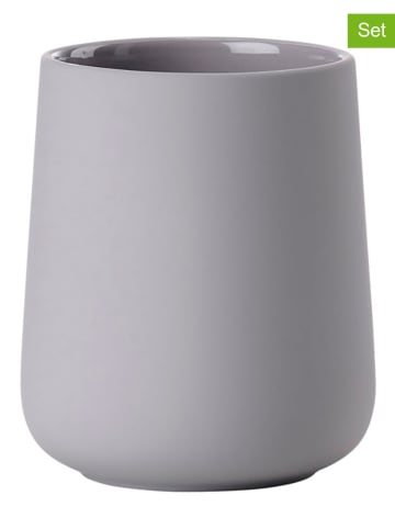 Zone Denmark Kubki łazienkowe (2 szt.) "Nova One" w kolorze jasnoszarym - wys.10 x Ø 8,5 cm