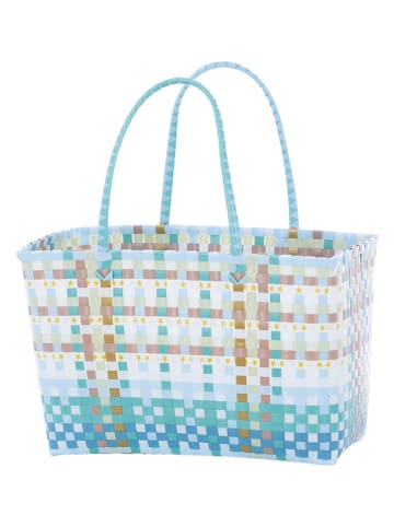Overbeck and Friends Shopper "Billie" in Hellblau/ Türkis - (B)43 x (H)28 x (T)23 cm