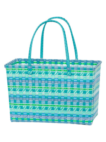 Overbeck and Friends Shopper "Malte" in Hellblau/ Türkis - (B)43 x (H)28 x (T)23 cm