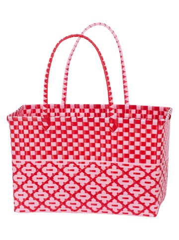 Shopper bag "Jacky" w kolorze różowo-czerwonym - 43 x 28 x 23 cm