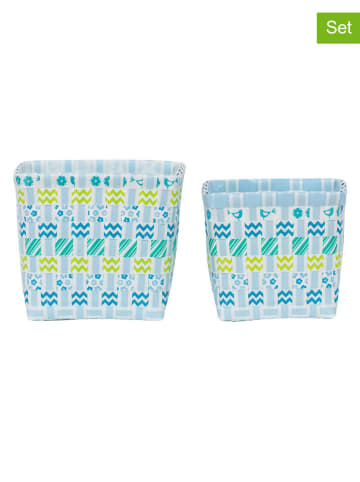 Overbeck and Friends Doniczki (2 szt.) "Nicky" w kolorze błękitno-zielonym