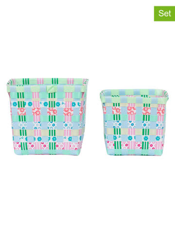 Overbeck and Friends 2er-Set: Blumenkörbe ''Viola'' in Türkis/ Rosa