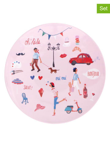 Overbeck and Friends 2er-Set: Frühstücksteller "Bonjour" in Rosa - Ø 15 cm
