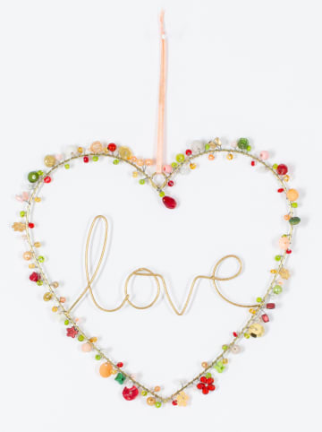 Overbeck and Friends Dekohänger '' Love Tara'' in Beige/ Grün/ Rot - (B)19 x (H)19 cm