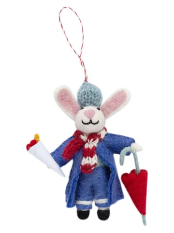 Overbeck and Friends Dekohänger ''Gentleman Mouse'' in Blau/ Rot - (B)10 x (H)14 cm