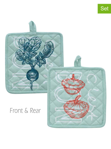 Overbeck and Friends 2er-Set:Topflappen "C’est Bon" in Mint - (B)20 x (H)20 cm