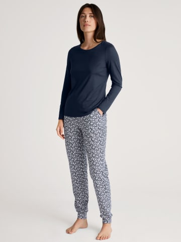 Calida Pyjama-Hose in Dunkelblau/ Weiß