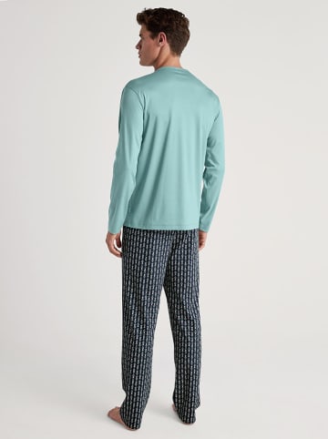 Calida Pyjama in Türkis/ Dunkelblau