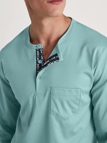 Calida Pyjama in Türkis/ Dunkelblau