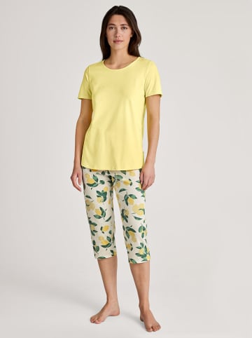 Calida Pyjama in Gelb/ Weiß