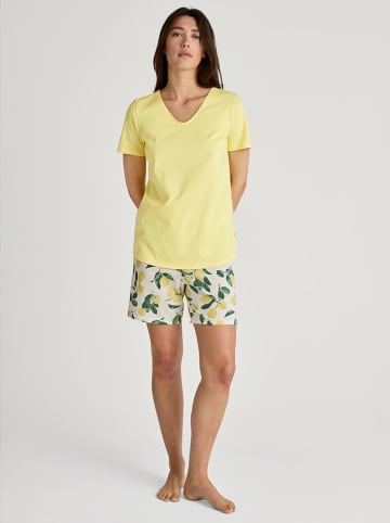 Calida Pyjama in Gelb/ Weiß