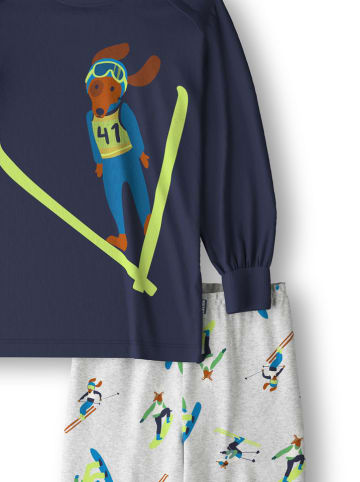 Calida Pyjama in Dunkelblau/ Grau