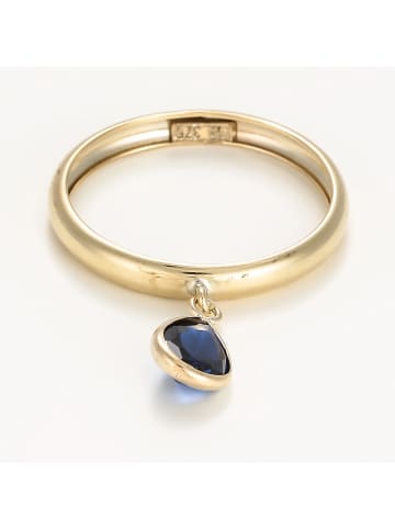 L instant d Or Gouden ring "Médaillon bleu" met zirkonia