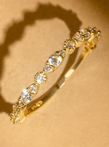 L instant d Or Gouden ring "Relation" met edelstenen