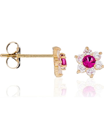 OR ÉCLAT Złote kolczyki-wkrętki "Le Messager Rouge" z cyrkoniami