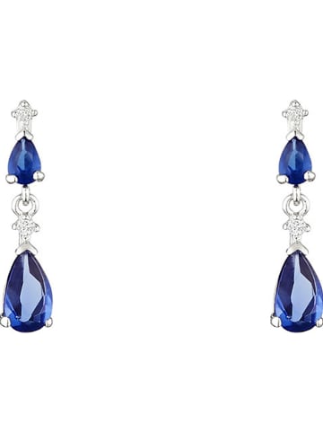 OR ÉCLAT Weißgold-Ohrstecker "Goutte couleur Saphir" mit Edelsteinen