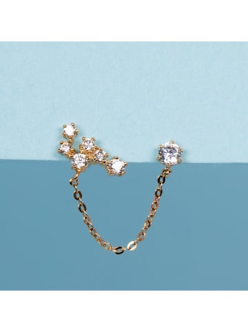 L instant d Or Gouden oorstekers "Sweet Linl" met zirkonia's