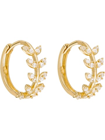 L instant d Or Gouden creolen "Feuillette" met edelstenen