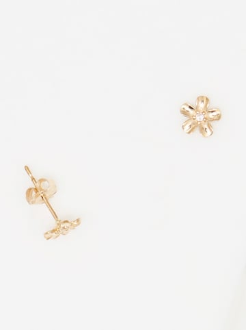 OR ÉCLAT Złote kolczyki-wkrętki "Mini fleurs" z cyrkoniami