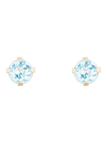 L instant d Or Złote kolczyki-wkrętki "Puces Topaze bleue" z topazami