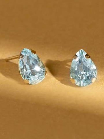 L instant d Or Gouden oorstekers "Duo Citrine et Topaze" met edelstenen