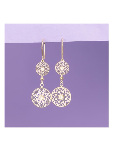 L instant d Or Złote kolczyki "Ancestral" z cyrkoniami