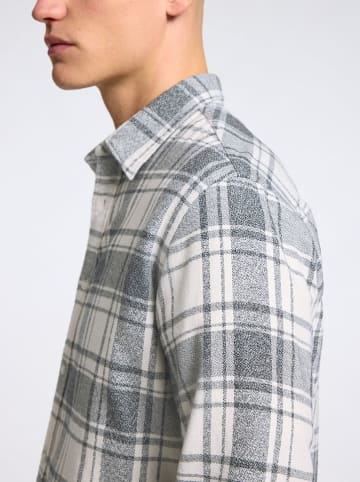 SELECTED HOMME Hemd in Grau/ Weiß