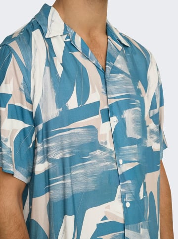 ONLY & SONS Hemd - Regular fit - in Hellblau/ Beige/ Weiß