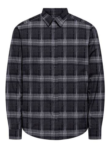 ONLY & SONS Hemd "Skim" in Anthrazit/ Grau