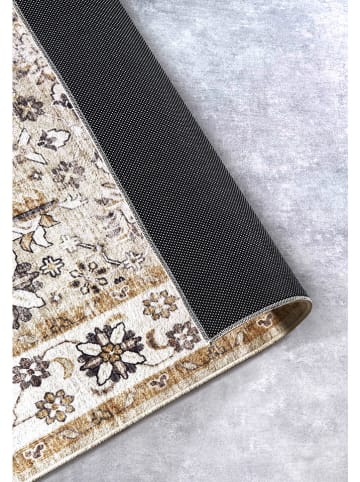 Elle Decoration Laagpolig tapijt "Saveh" goudkleurig/crème