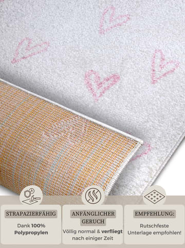 Hanse Home Laagpolig tapijt "Hearts" crème/lichtroze