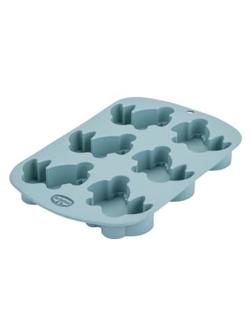Dr. Oetker Silikon-Backform "Mini-Häschen" in Hellblau - (B)26 x (H)17 x (T)3 cm