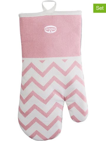 Dr. Oetker 2er-Set: Ofenhandschuhe "Retro" in Rosa - (L)32 x (B)18 cm