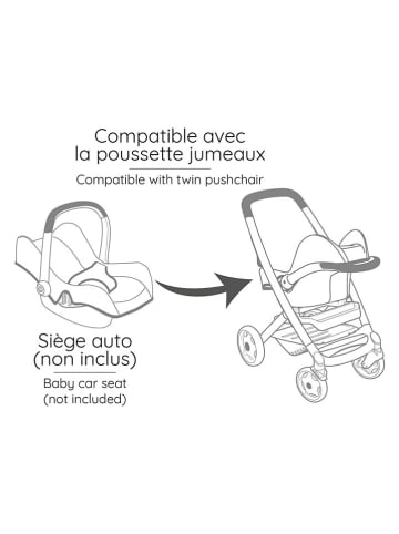 Smoby Podwójny wózek "Maxi Cosi" w kolorze jasnoróżowym dla lalek - 3+