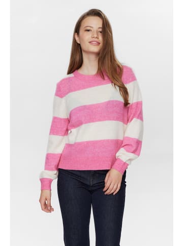 NÜMPH Sweter w kolorze różowo-białym
