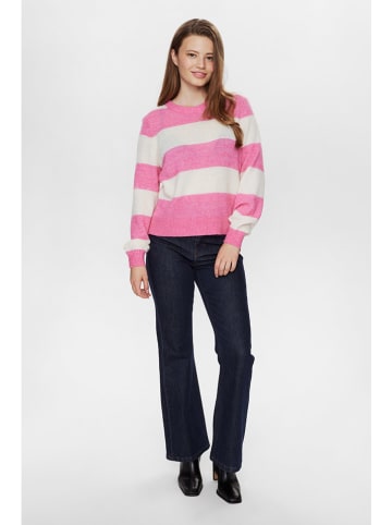 NÜMPH Sweter w kolorze różowo-białym