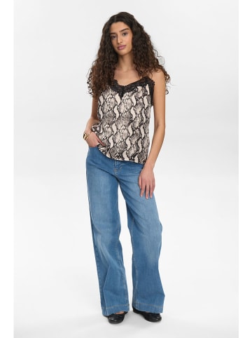 NÜMPH Top "Nuvictoria" in Beige/ Schwarz