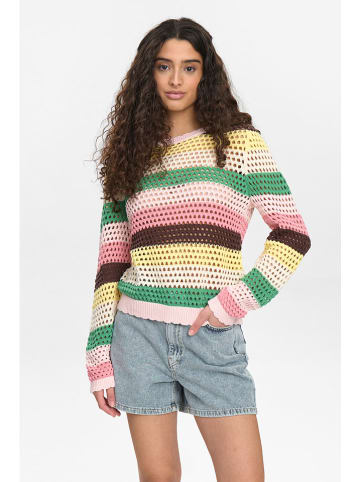 NÜMPH Sweter "Numiana" w kolorze zielono-jasnoróżowo-żółtym