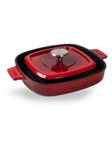 Woll 2-delige set: steakpan met deksel "Iron" rood - (L)24 x (B)24 cm