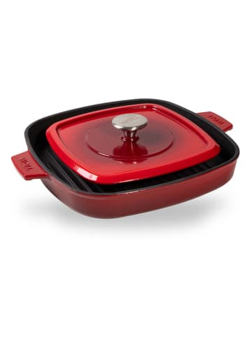 Woll 2-delige set: steakpan met deksel "Iron" rood - (L)28 x (B)28 cm
