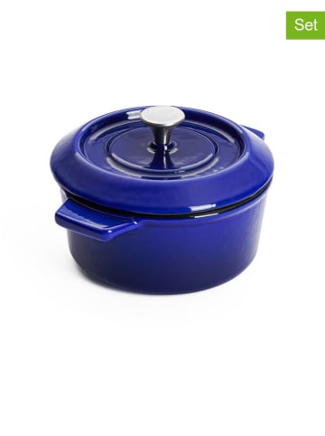 Woll Mini rondelki (2 szt.) "Iron" w kolorze niebieskim - Ø 10 cm