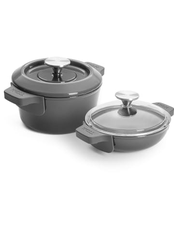 Woll 4tlg. Set: Kochtopf & Servierpfanne in Grau